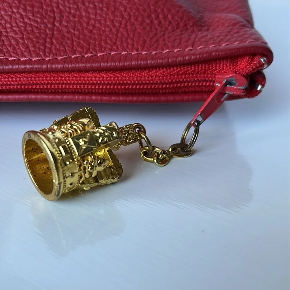 Coco Barclay Red Pebbled Leather Pouch